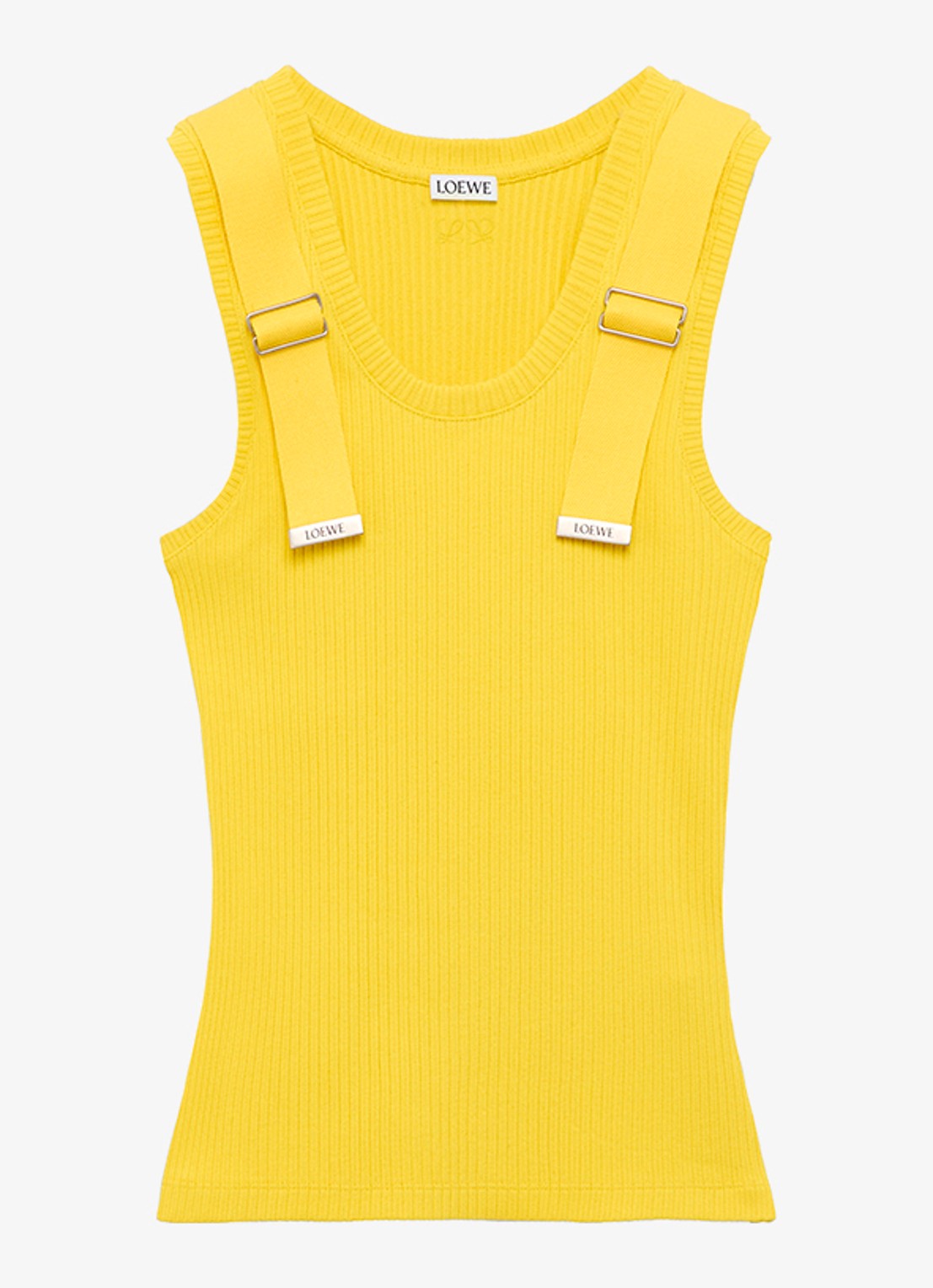 LOEWE Ribgebreide tanktop met logo - voorkant 5 geel