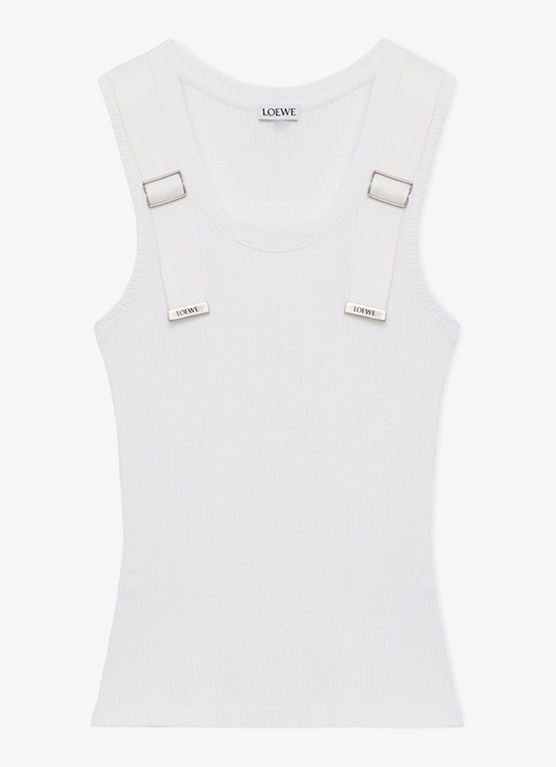 LOEWE Ribgebreide tanktop met logo - voorkant wit