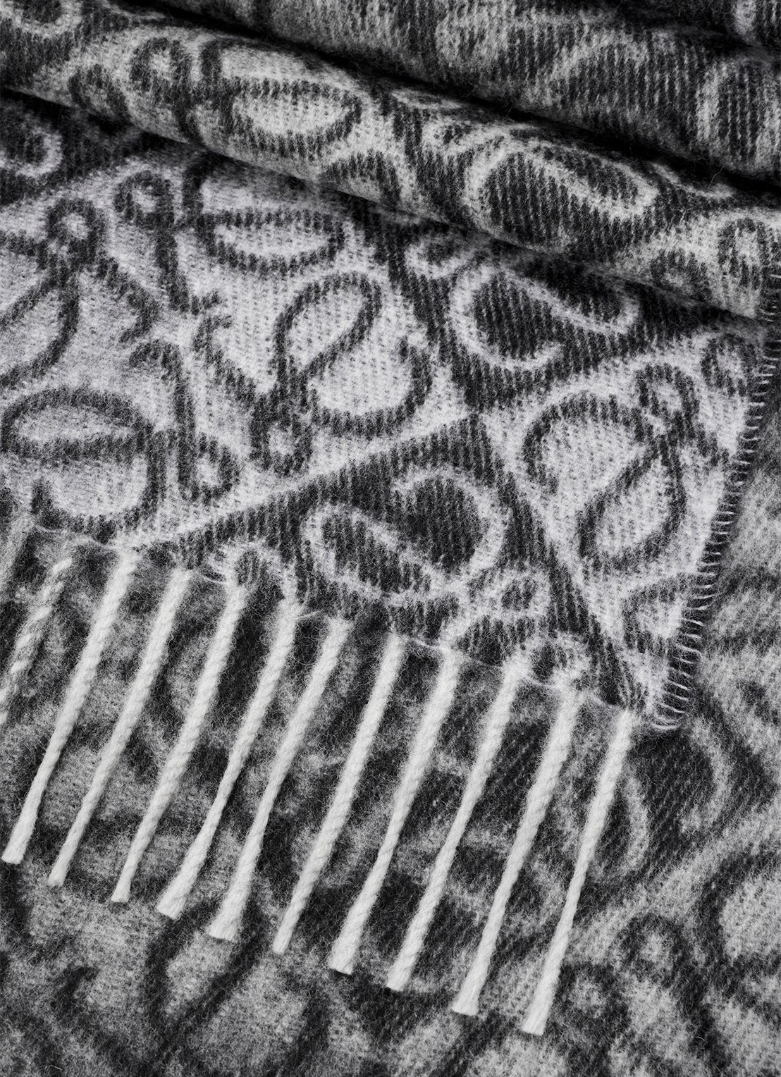 LOEWE Sjaal in kasjmierblend met logoprint 38 x 180 cm - detail zwart