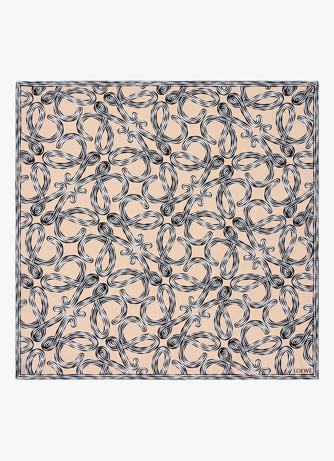 LOEWE Sjaal van zijde met logoprint 132 x 132 cm - voorkant 2 beige