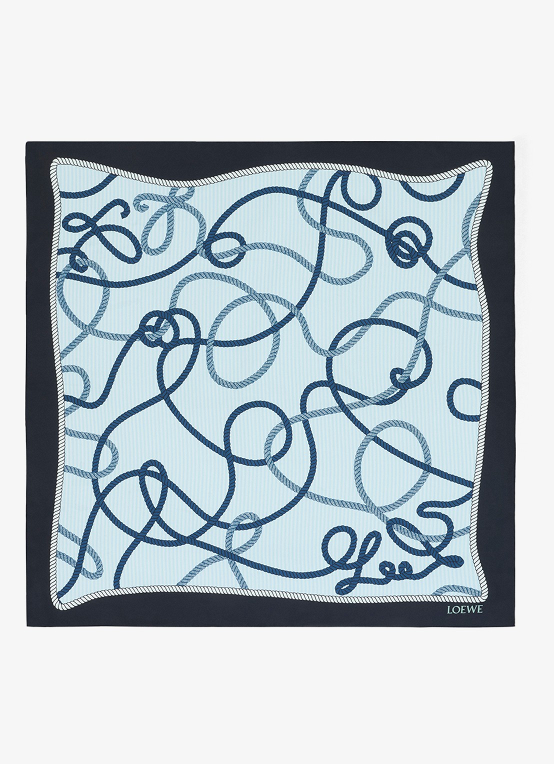 LOEWE Sjaal van zijde met print 90 x 90 cm - voorkant 3 donkerblauw