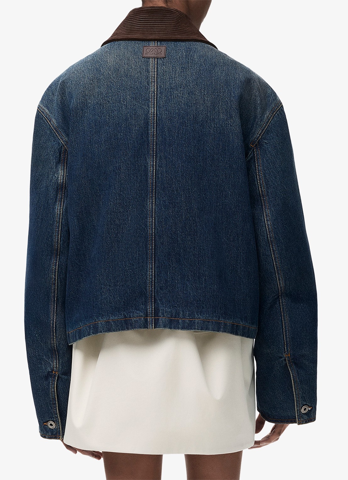 LOEWE Spijkerjas met details van corduroy en opgestikte zakken - achterkant 5 donkerblauw