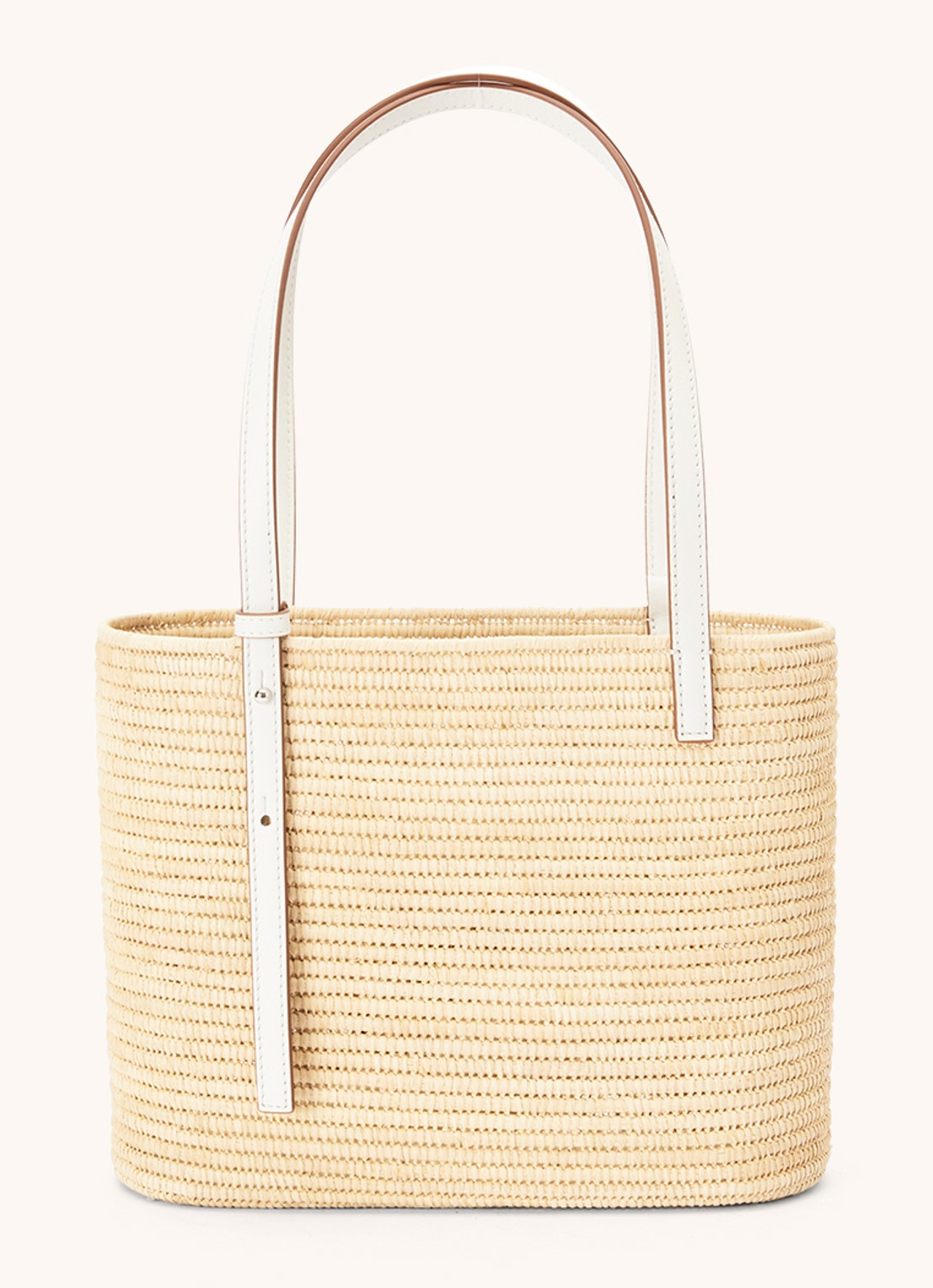 LOEWE Square Small handtas van raffia met kalfsleren details - detail 4 creme