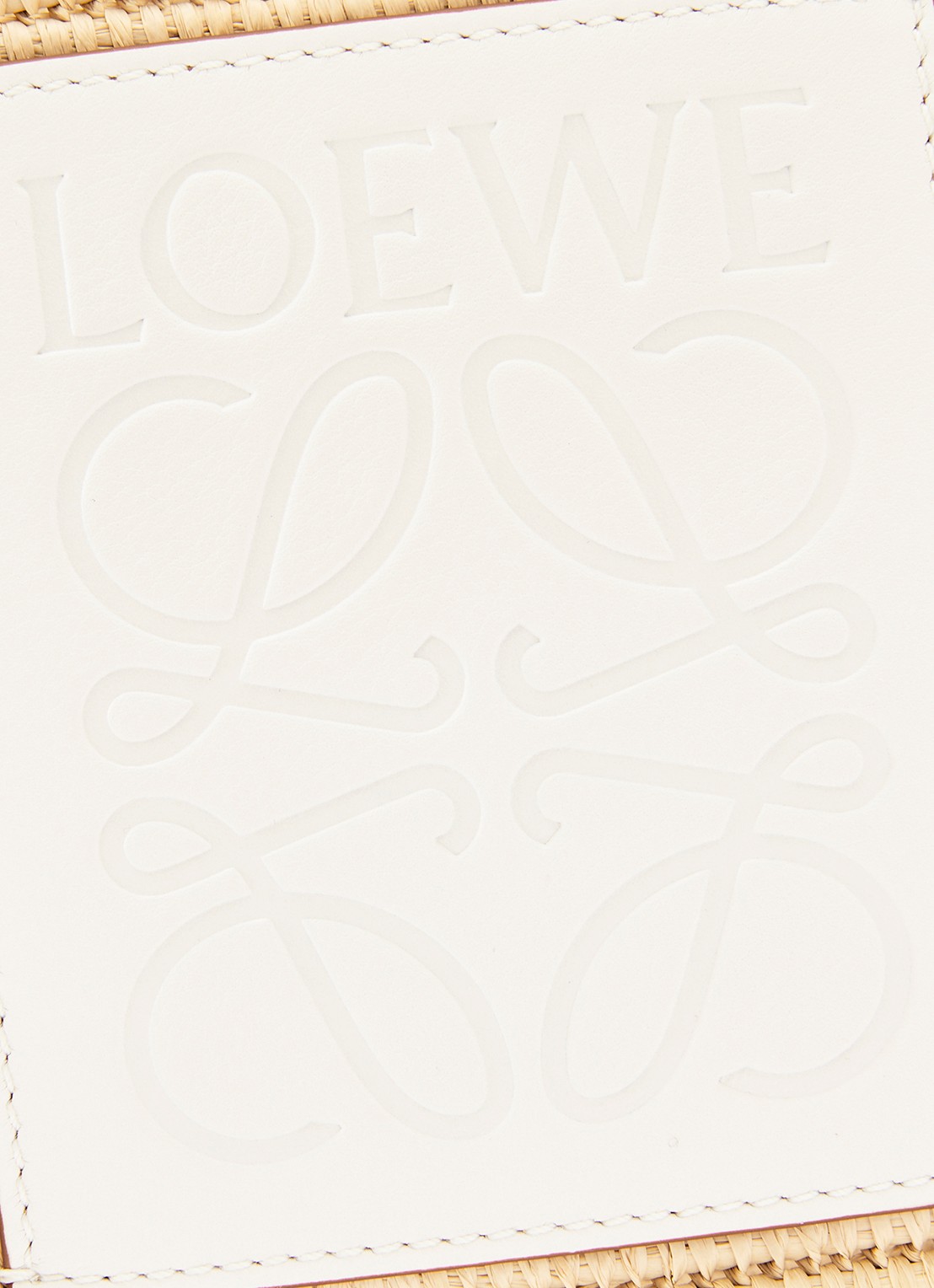 LOEWE Square Small handtas van raffia met kalfsleren details - detail 6 creme