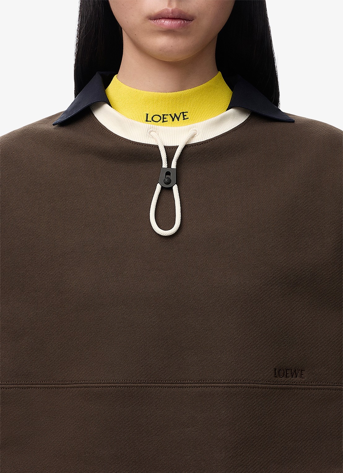 LOEWE Sweater met trekkoord en logo - detail 5 bruin