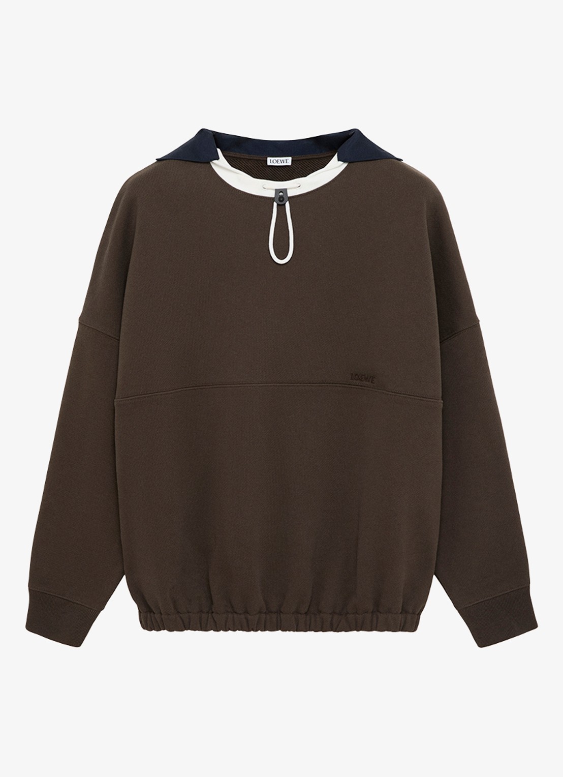 LOEWE Sweater met trekkoord en logo - voorkant 2 bruin