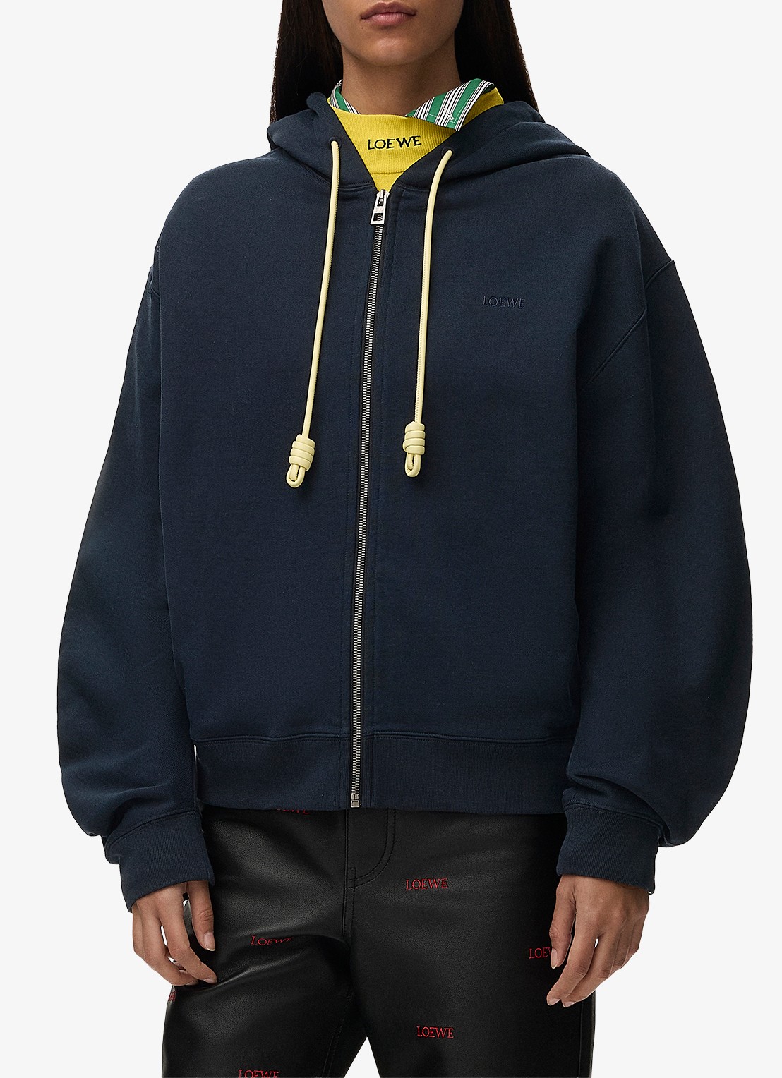 LOEWE Sweatvest met logoborduring en ballonmouw - detail donkerblauw