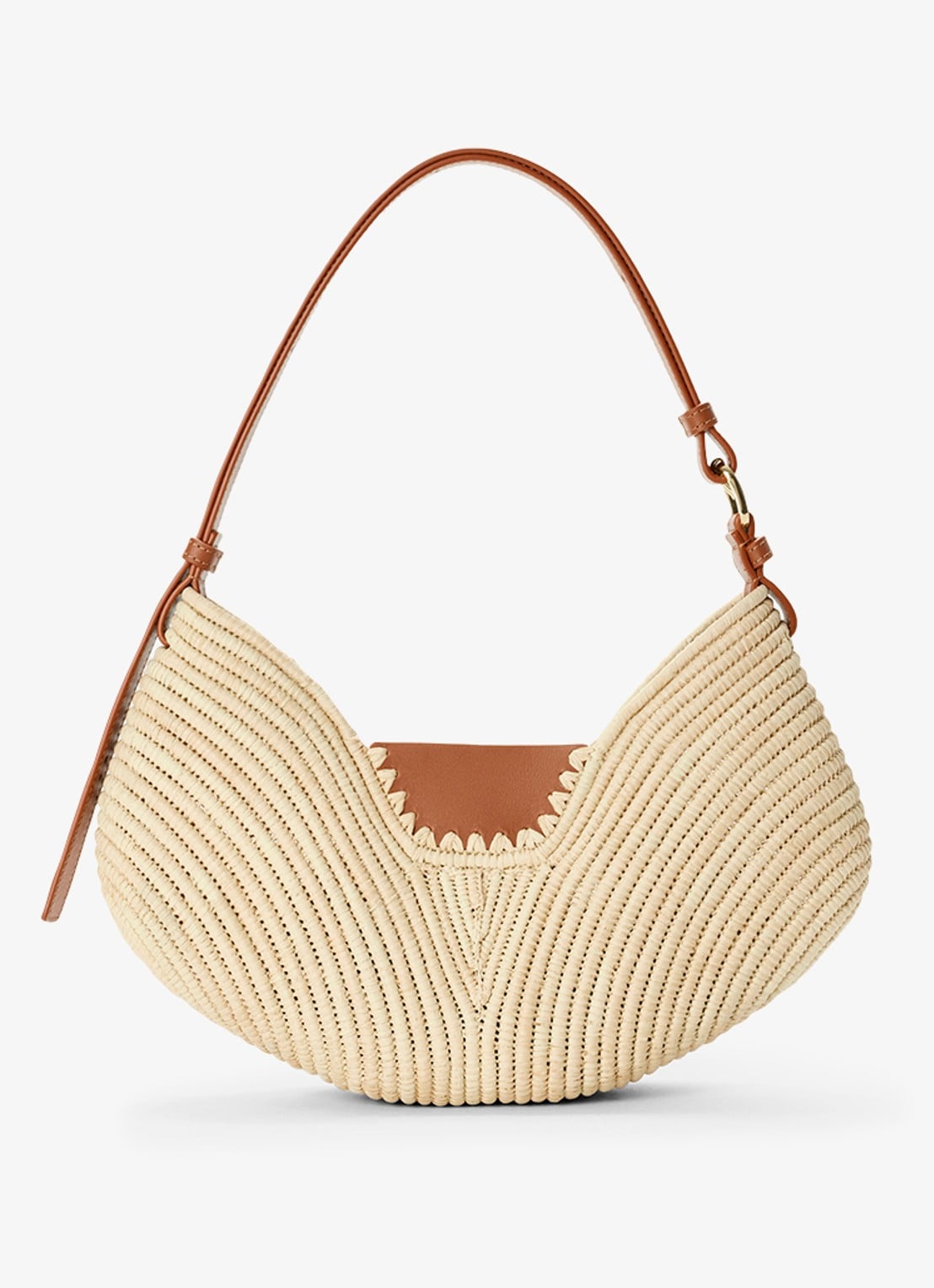 LOEWE Swing Medium schoudertas van raffia met kalfsleren details - achterkant 8 beige