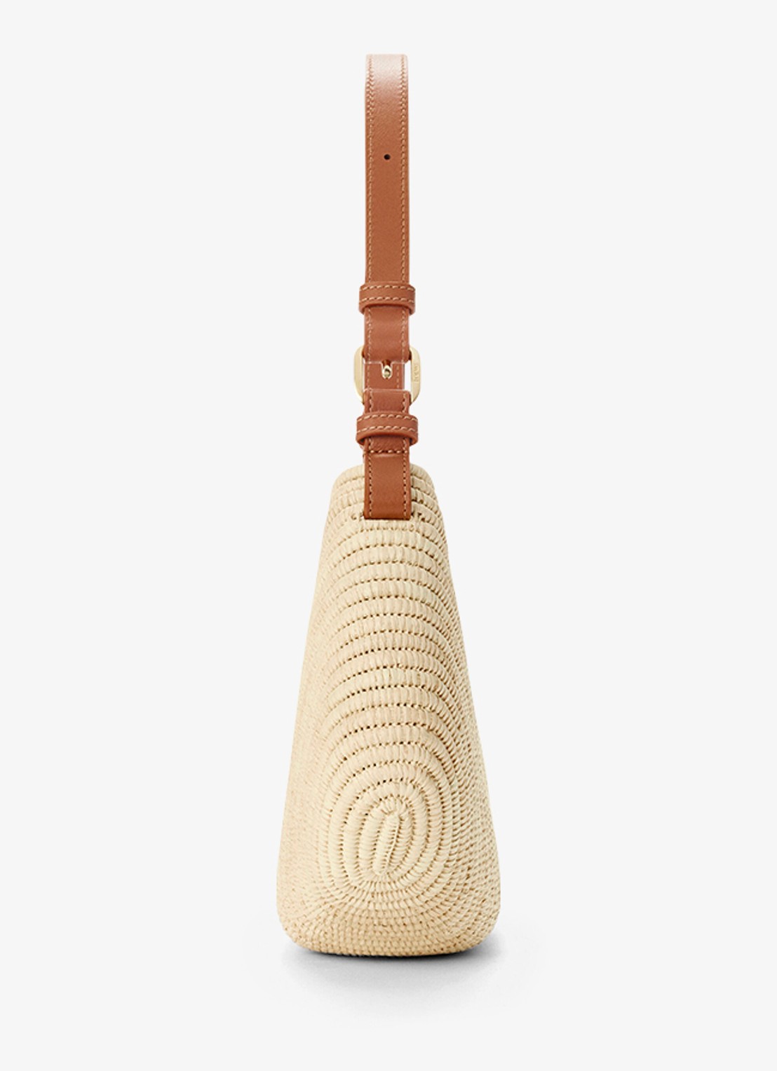 LOEWE Swing Medium schoudertas van raffia met kalfsleren details - detail 3 beige