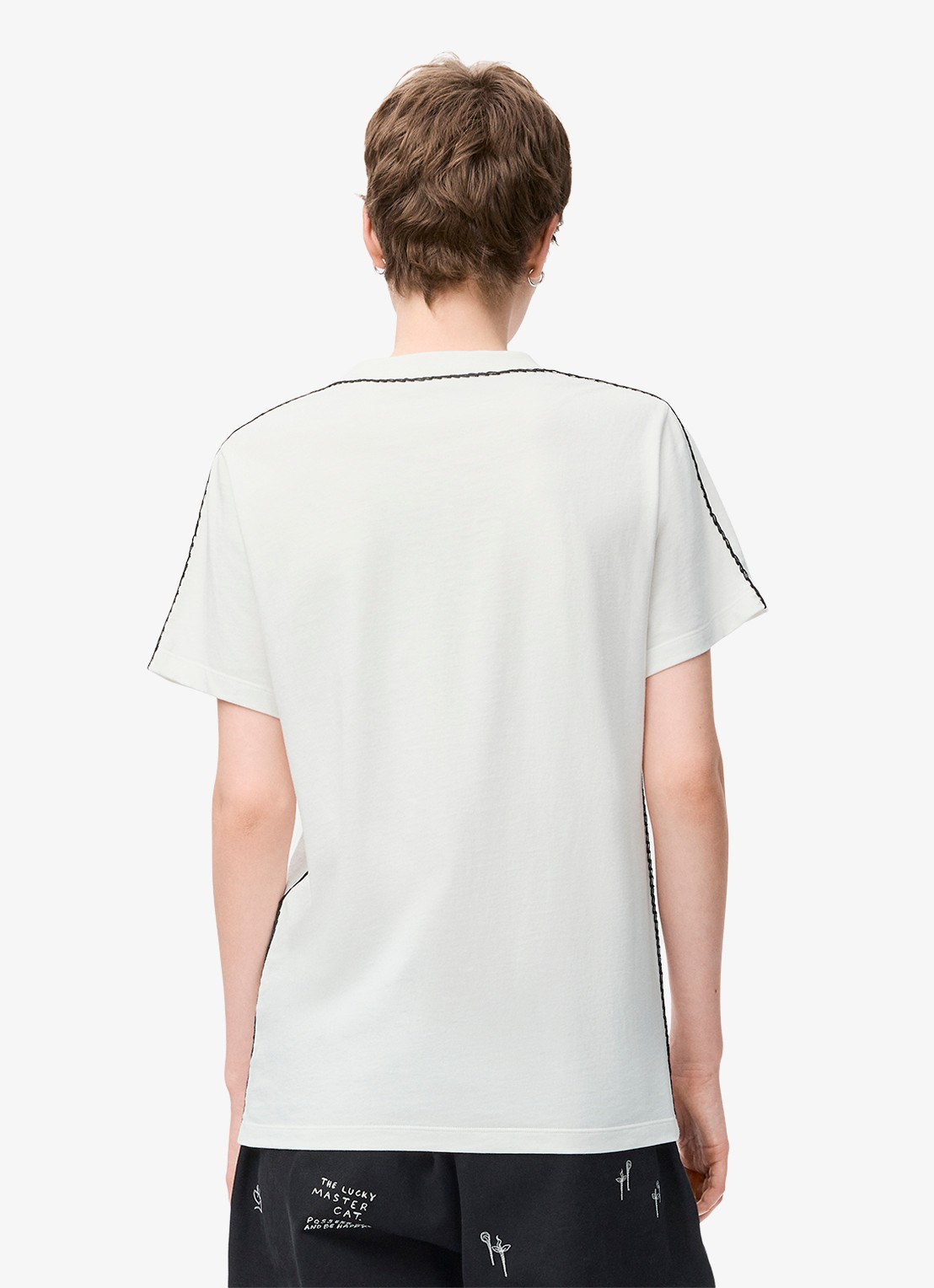 LOEWE T-shirt met borduring en borstzak - achterkant wit