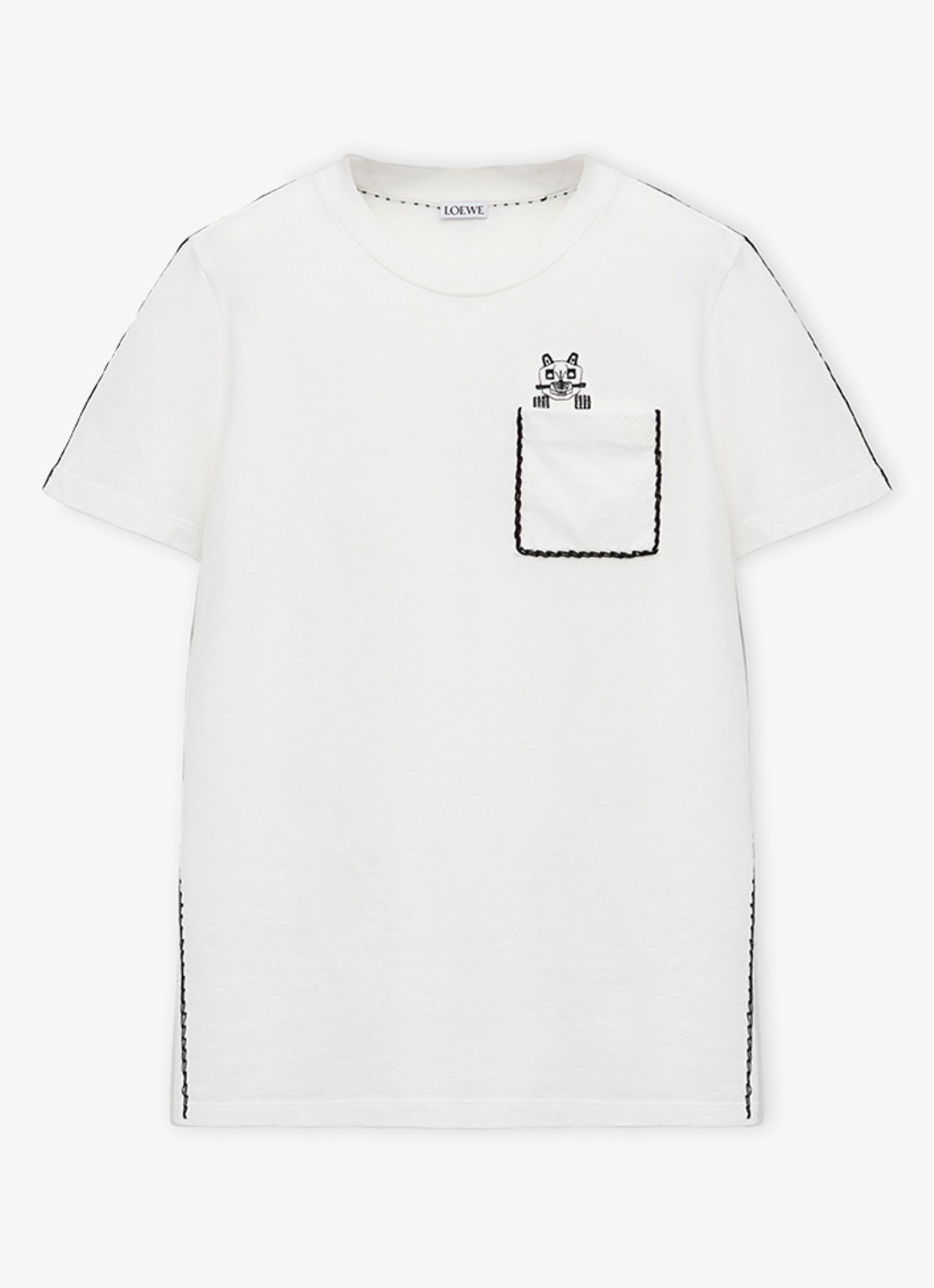 LOEWE T-shirt met borduring en borstzak - voorkant 2 wit