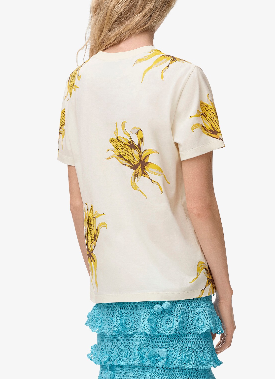 LOEWE T-shirt met logoborduring en strass - achterkant 3 gebroken wit