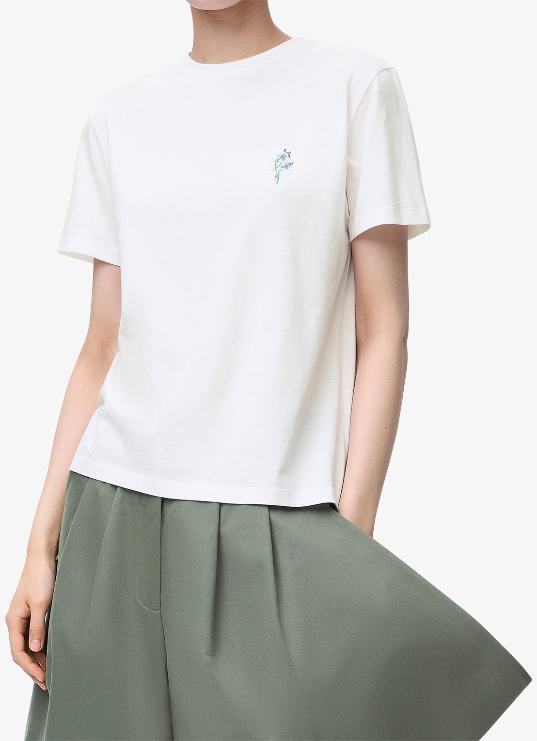LOEWE T-shirt met logoborduring - detail 4 wit