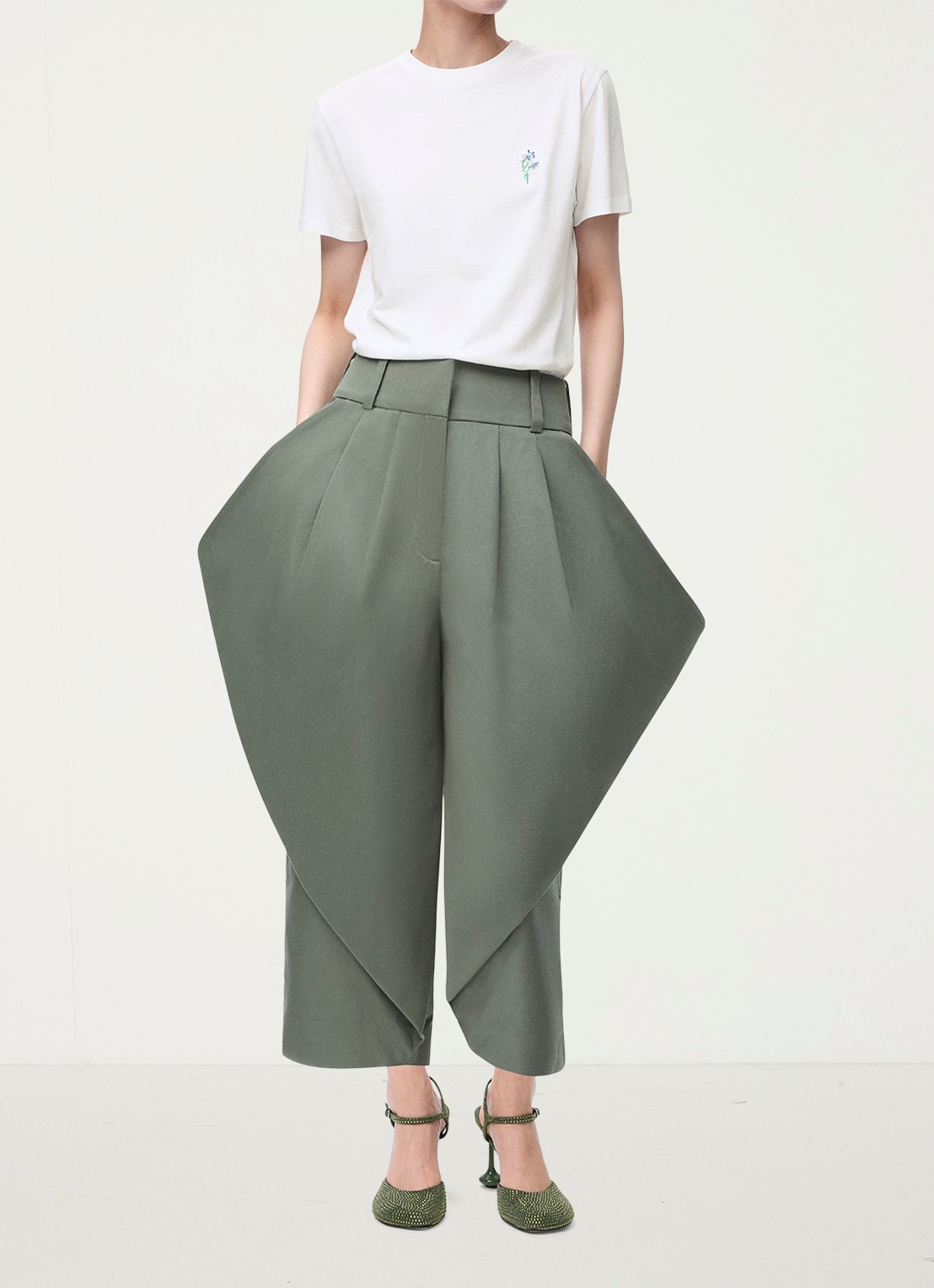 LOEWE T-shirt met logoborduring - voorkant 2 wit