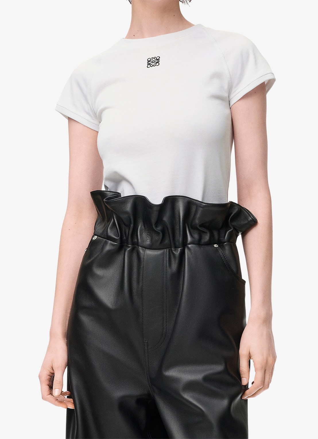 LOEWE T-shirt met logoborduring - detail 3 wit