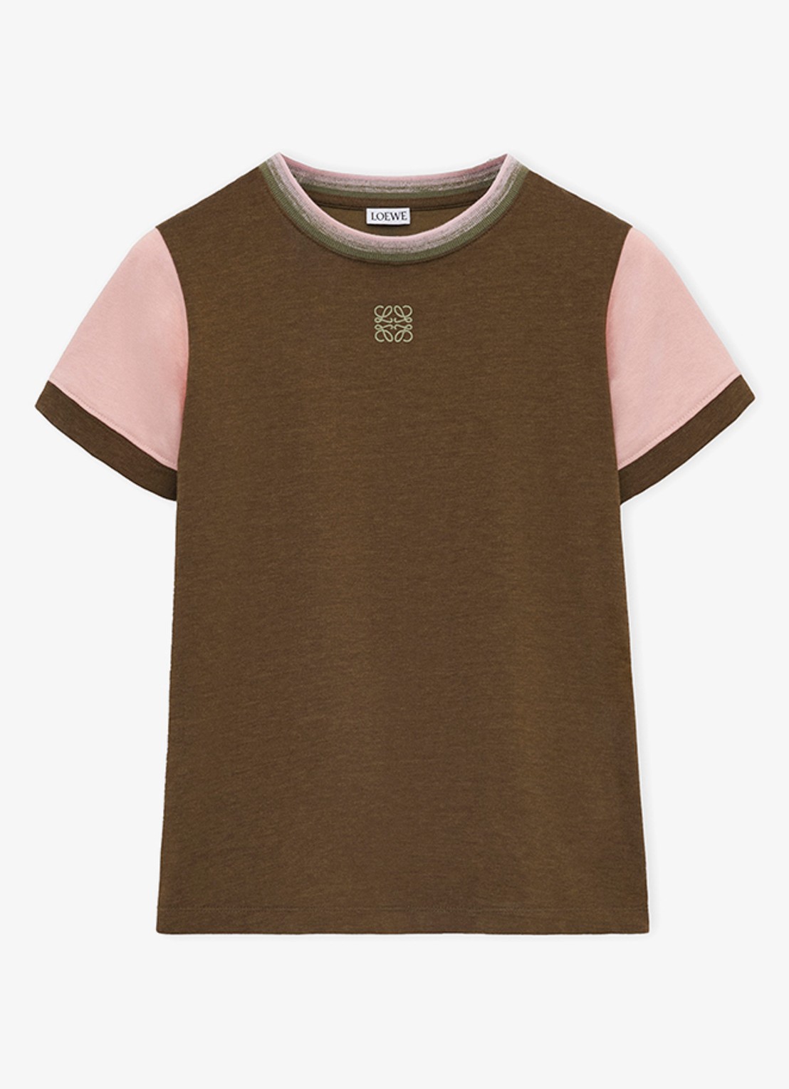 LOEWE T-shirt met logoborduring - voorkant 3 khaki