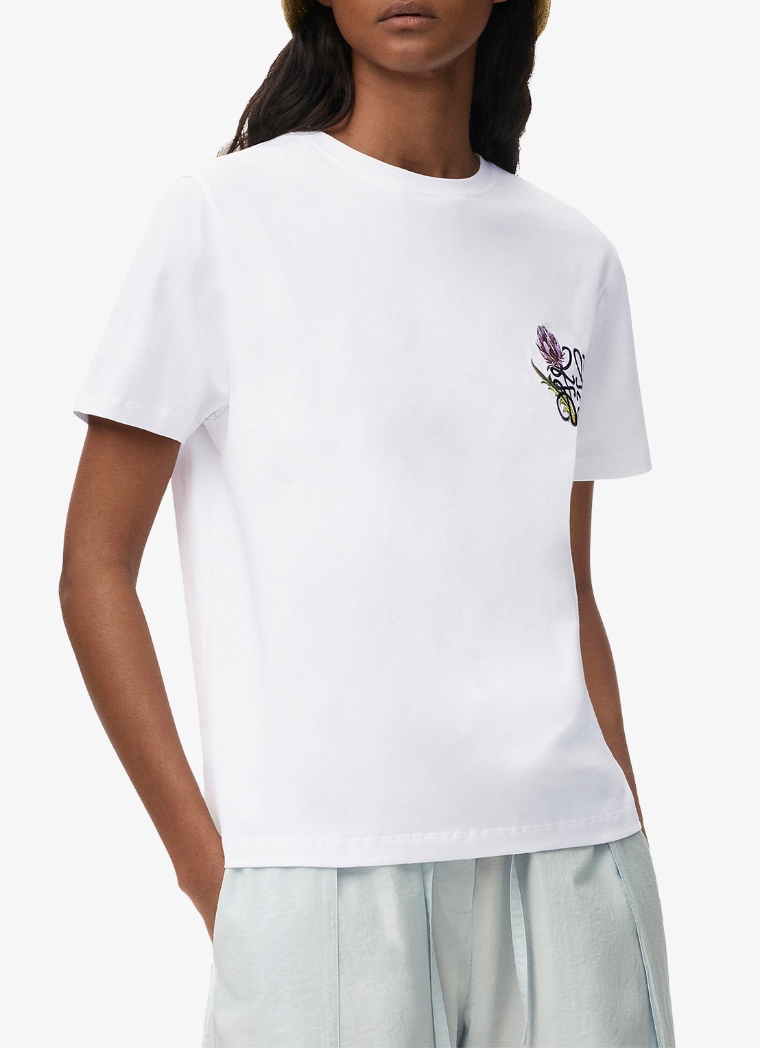 LOEWE T-shirt met logoborduring - detail wit