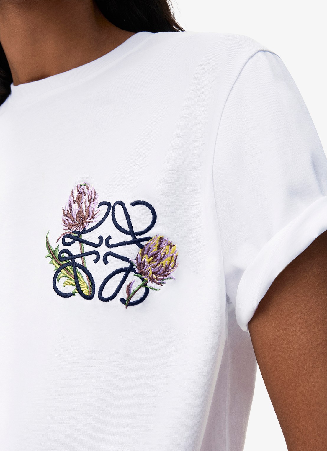 LOEWE T-shirt met logoborduring - detail 2 wit