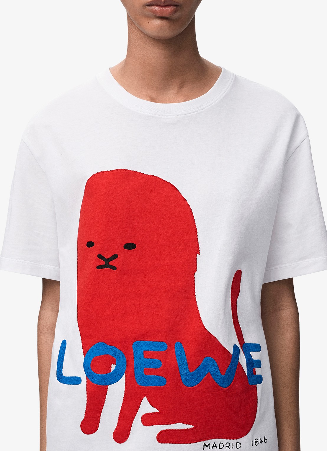 LOEWE T-shirt met logoborduring - detail 2 wit
