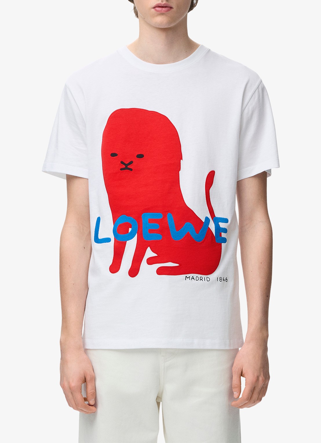 LOEWE T-shirt met logoborduring - detail 3 wit