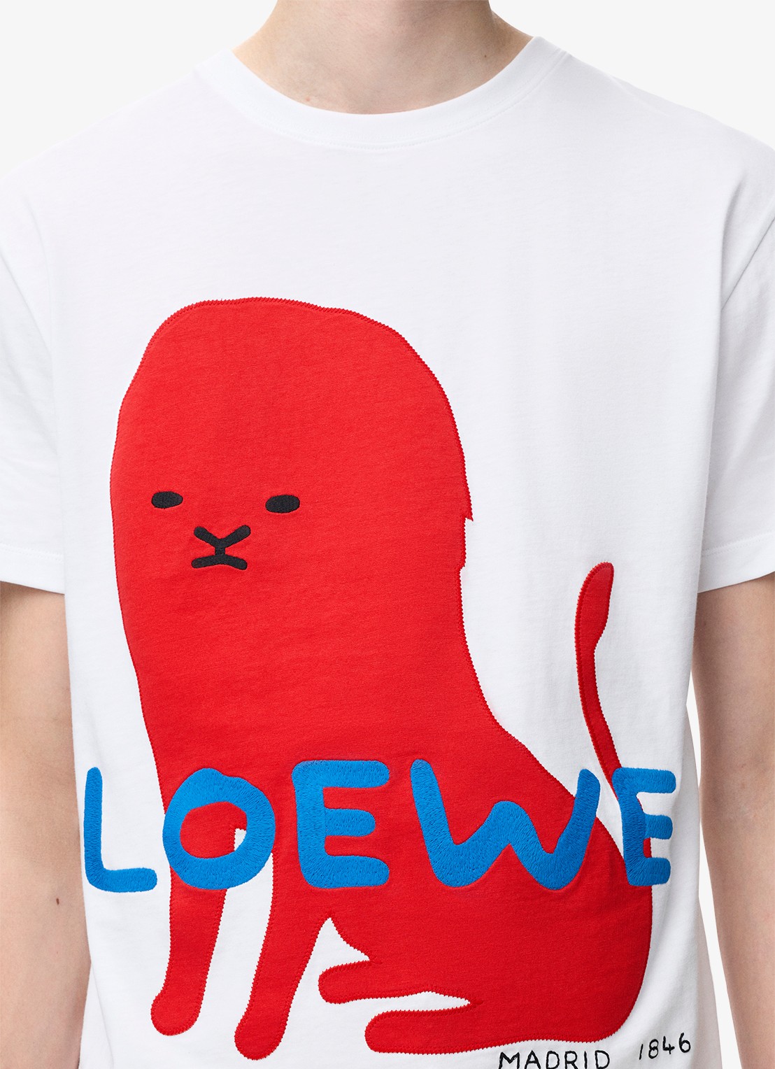 LOEWE T-shirt met logoborduring - detail 5 wit