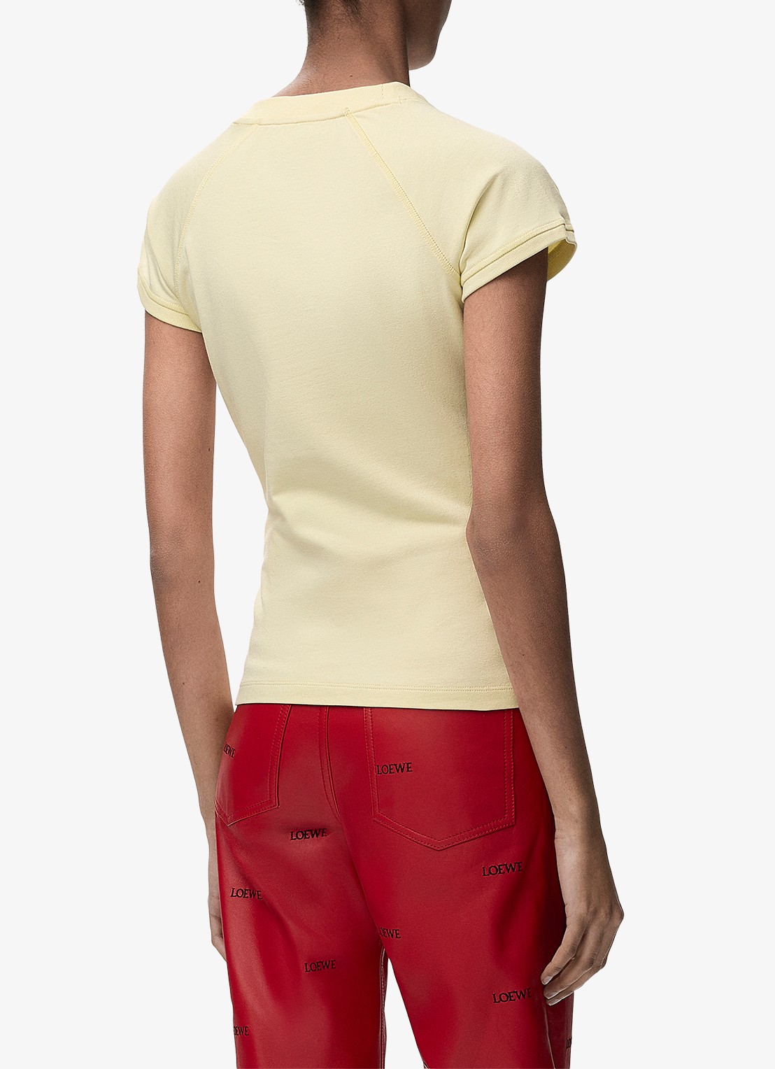 LOEWE T-shirt met logoborduring - achterkant 5 lichtgeel
