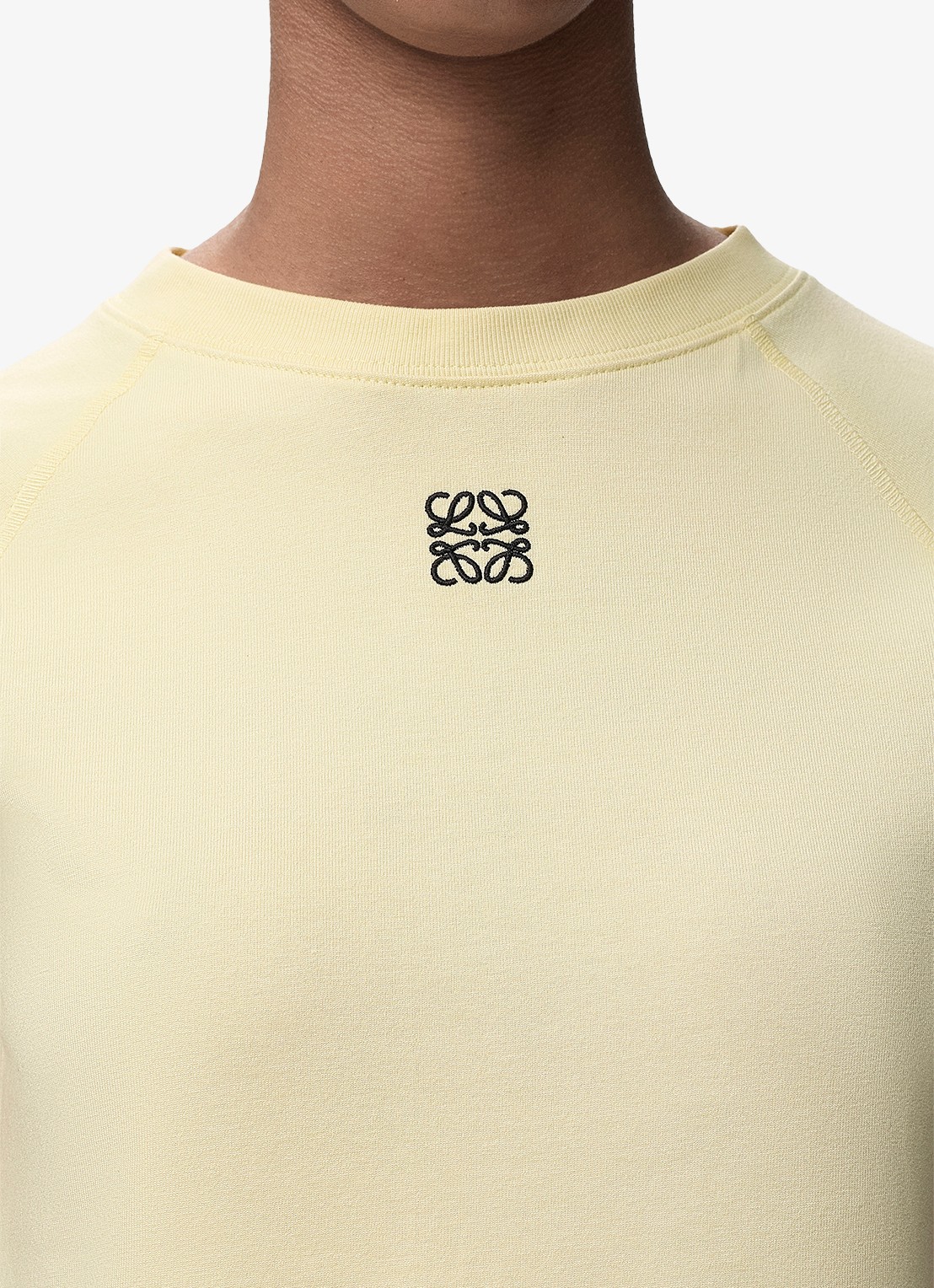LOEWE T-shirt met logoborduring - detail 4 lichtgeel