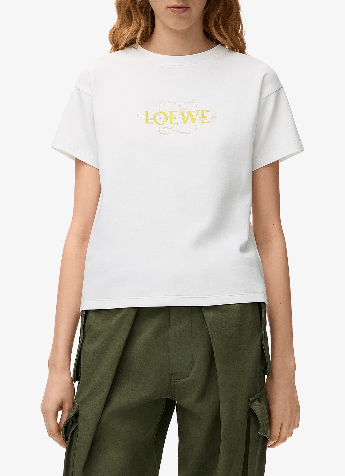 LOEWE T shirt met logoborduring - detail wit