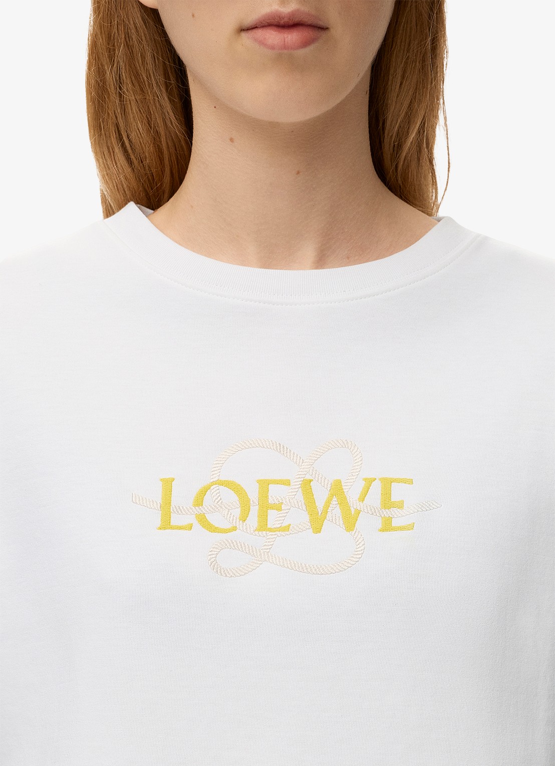 LOEWE T shirt met logoborduring - detail 2 wit