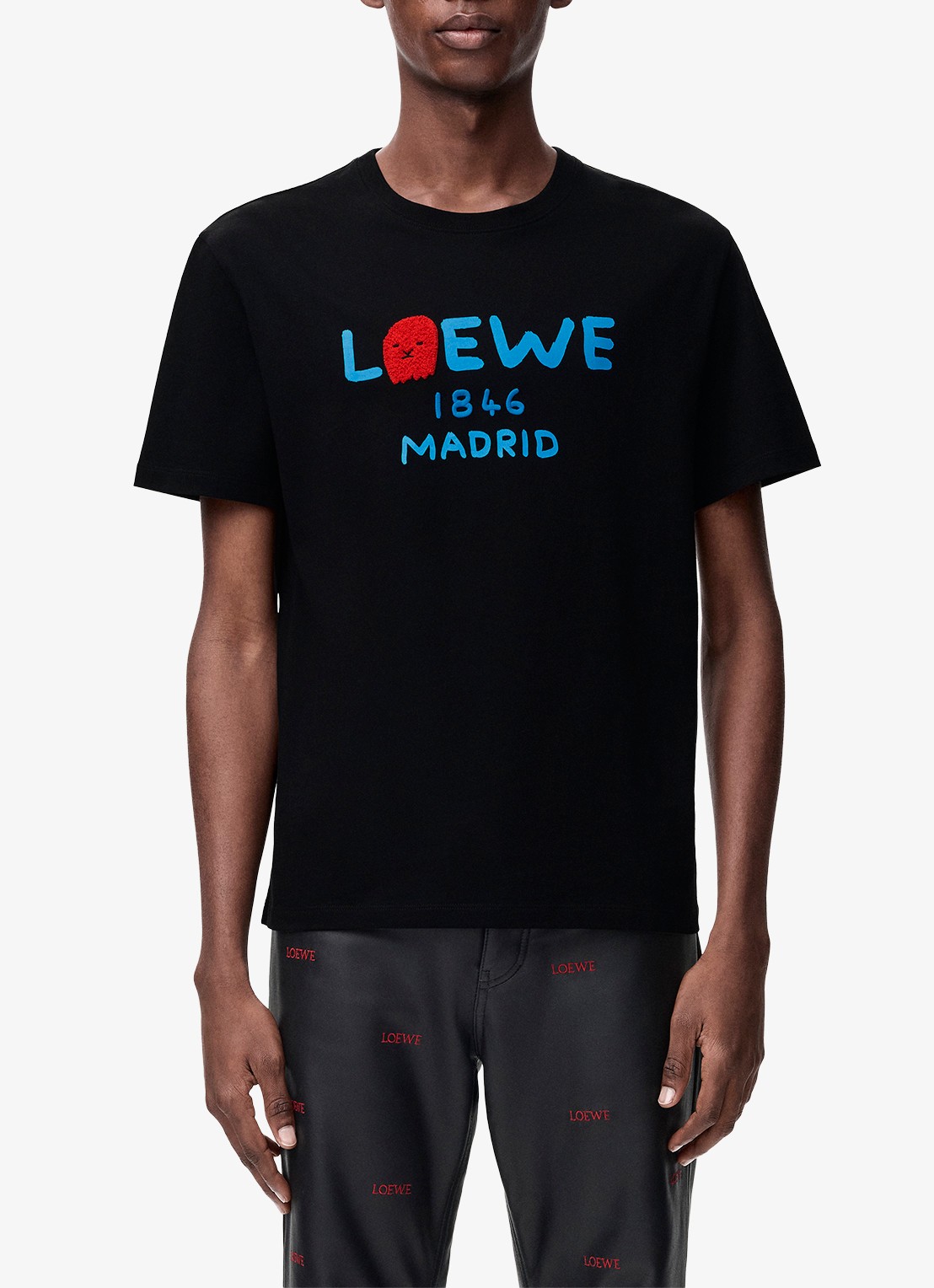 LOEWE T-shirt met logoprint - detail zwart