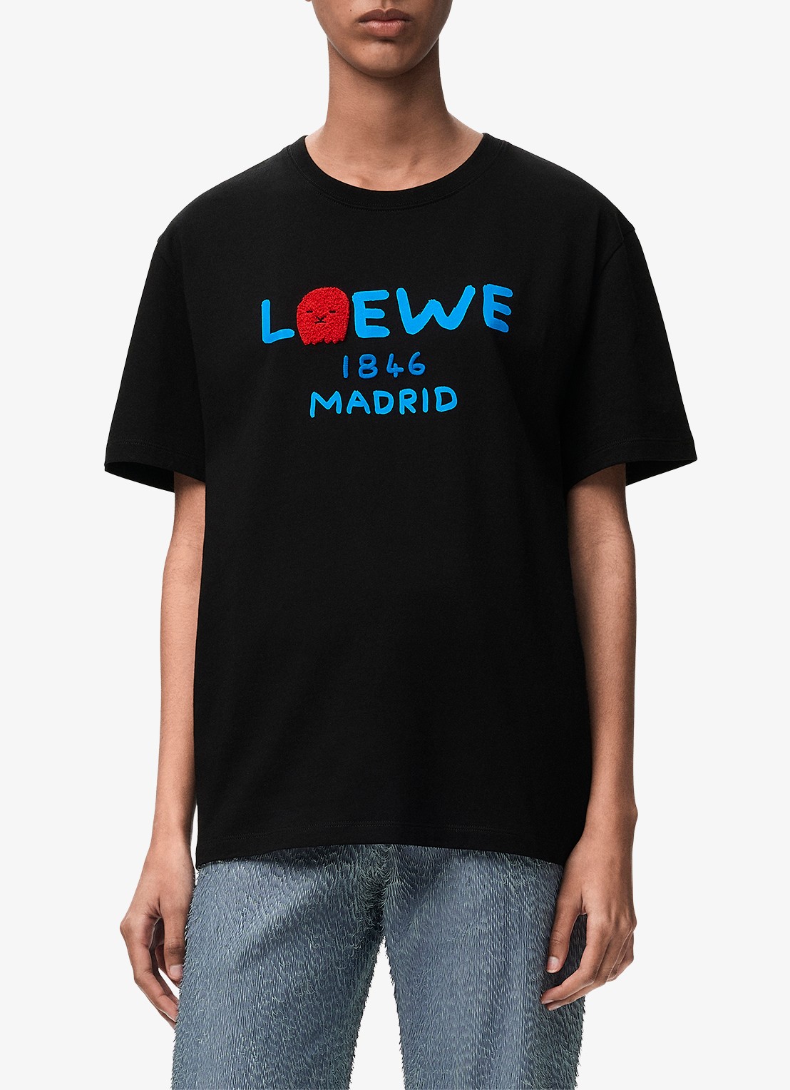 LOEWE T-shirt met logoprint - detail 4 zwart