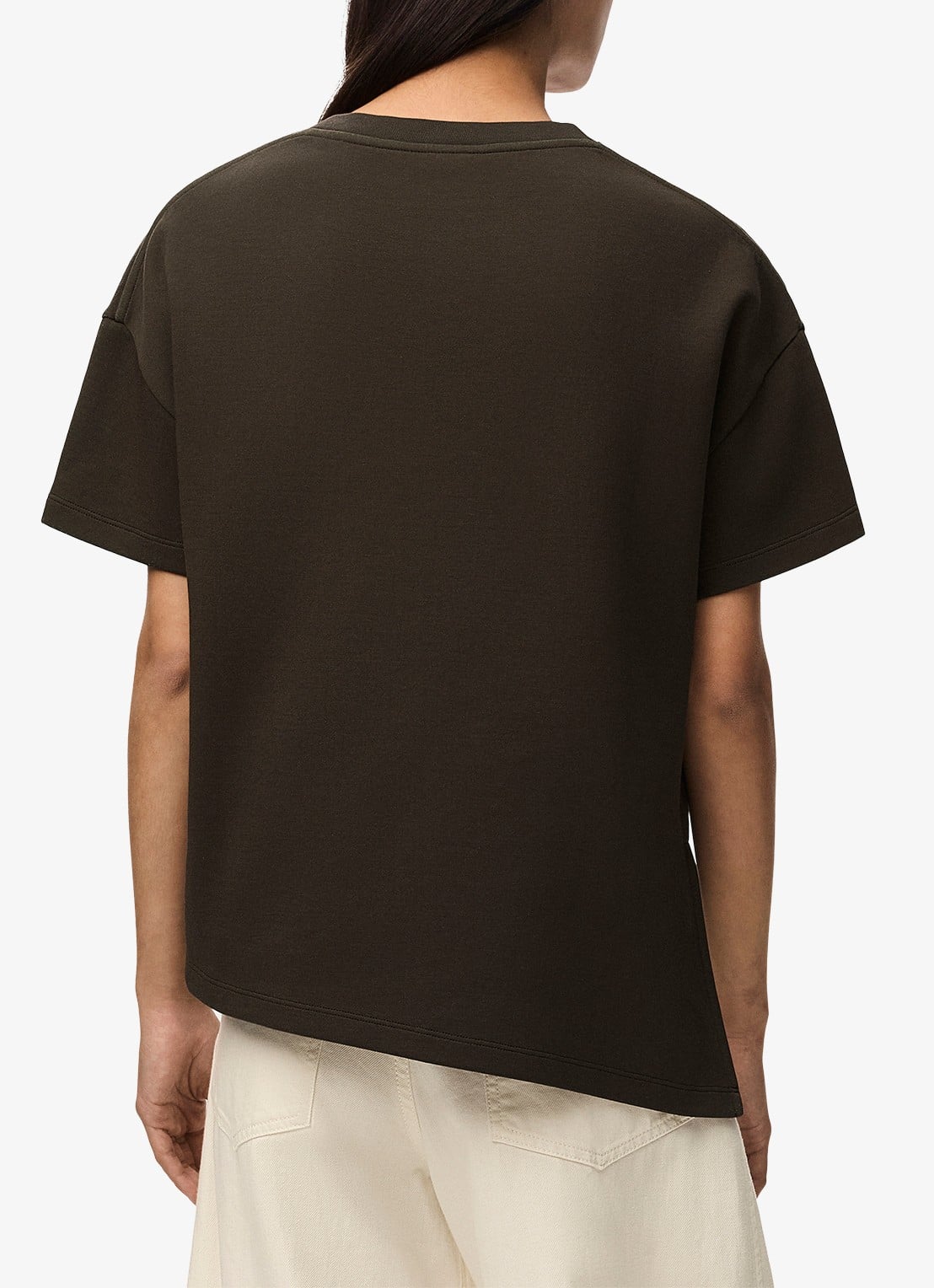 LOEWE T-shirt met zijsplit en logo - achterkant bruin