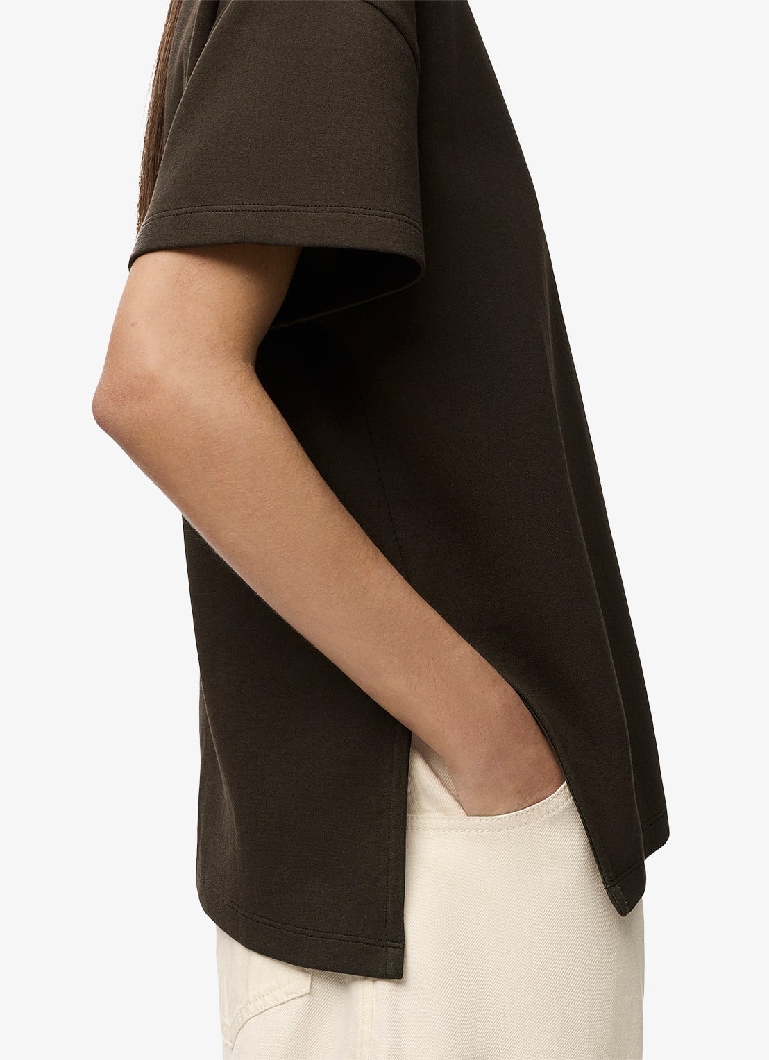 LOEWE T-shirt met zijsplit en logo - detail 5 bruin