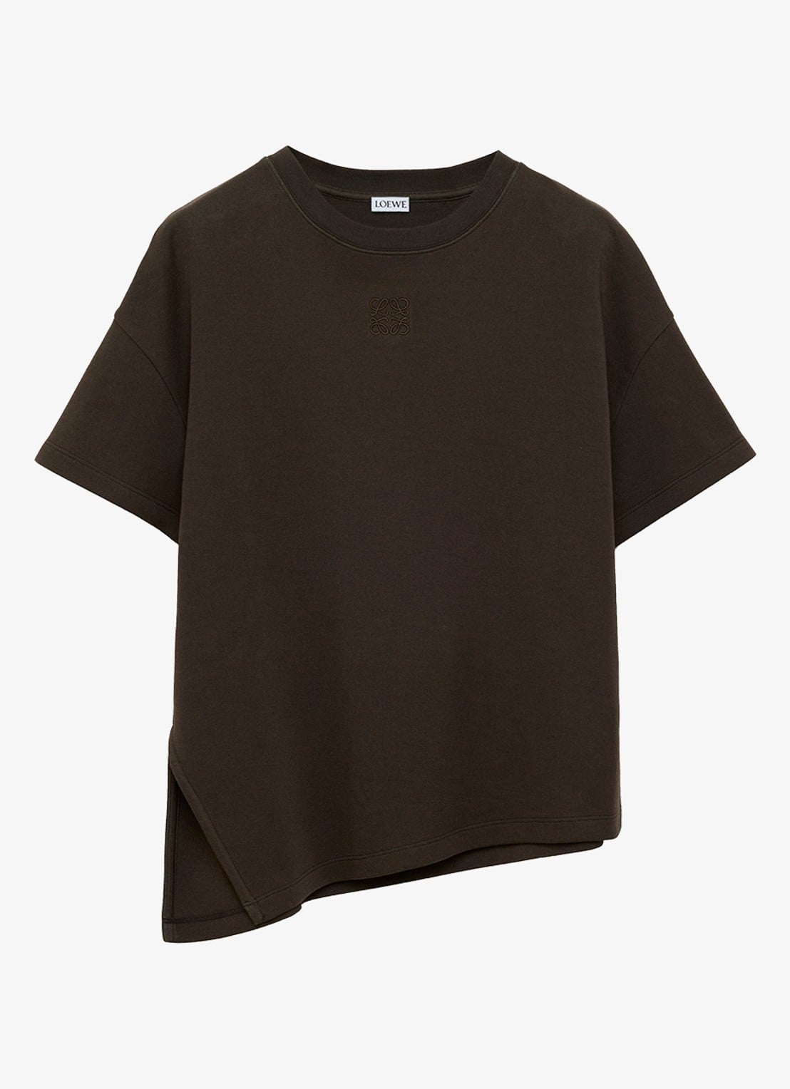 LOEWE T-shirt met zijsplit en logo - voorkant 2 bruin