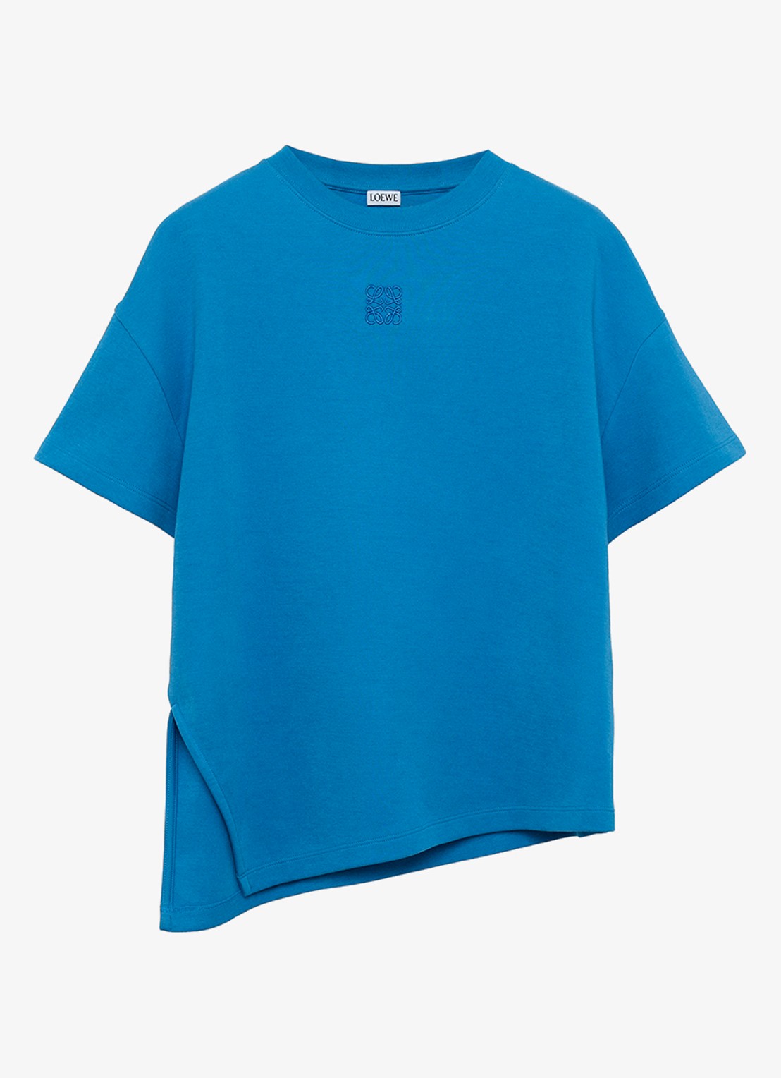 LOEWE T-shirt met zijsplit en logo - voorkant 2 blauw