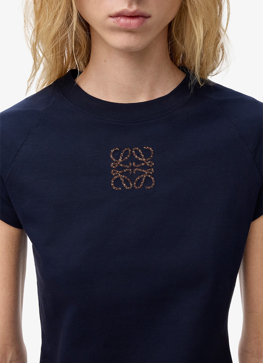 LOEWE T-shirts met logoborduring - detail 4 donkerblauw
