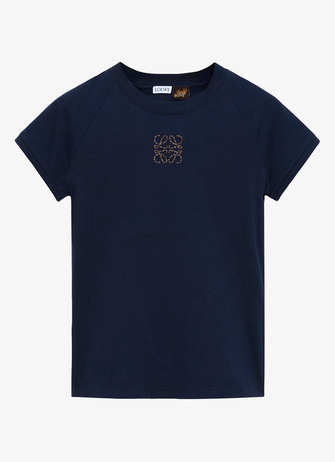LOEWE T-shirts met logoborduring - voorkant donkerblauw