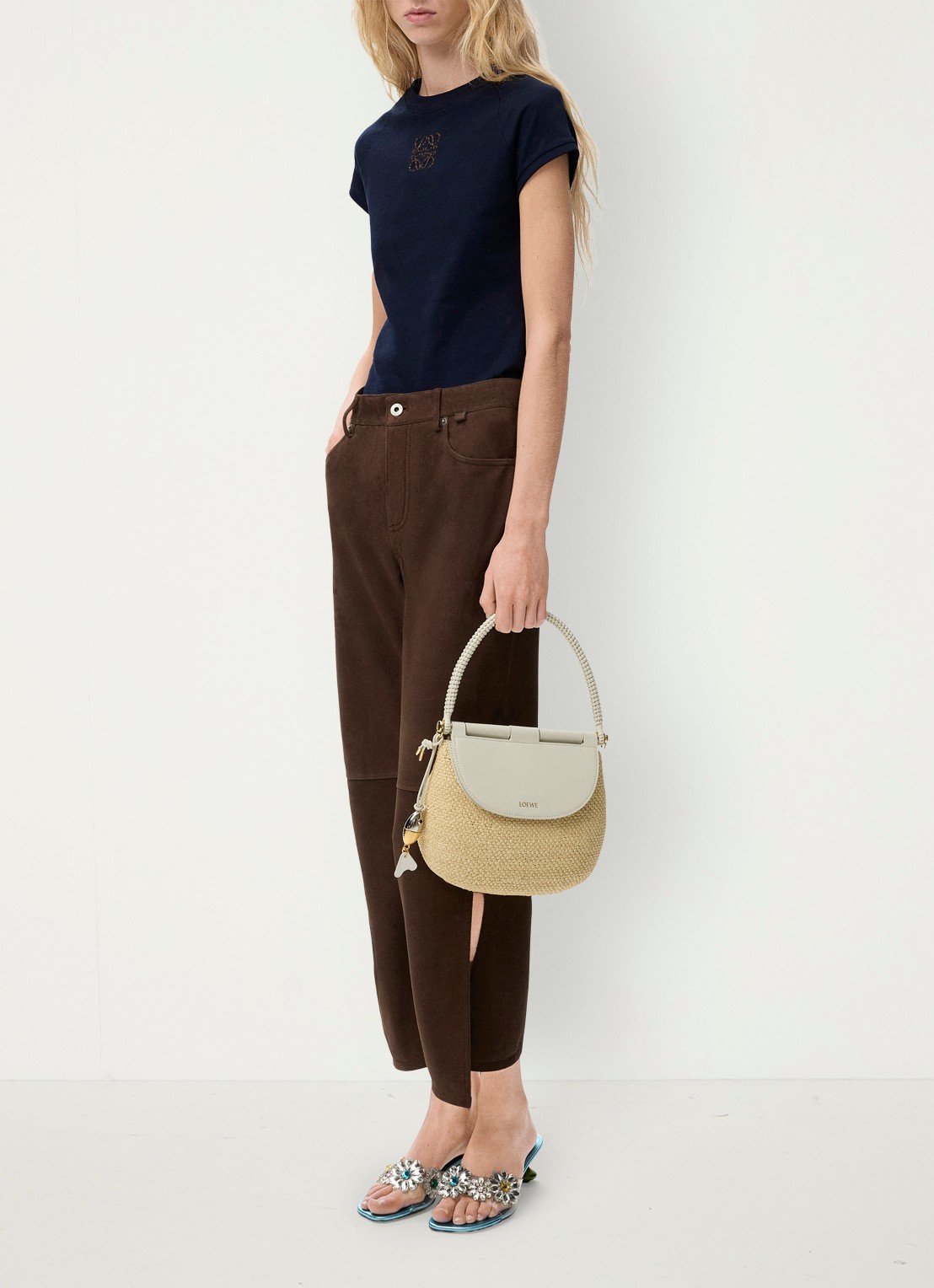 LOEWE T-shirts met logoborduring - voorkant 2 donkerblauw