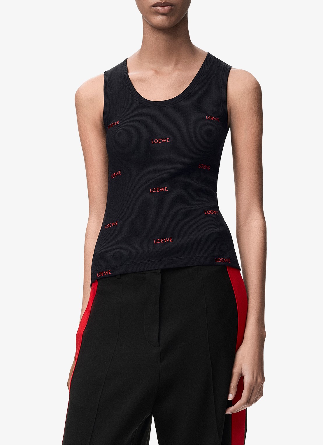 LOEWE Tanktop met logoprint - detail 3 zwart
