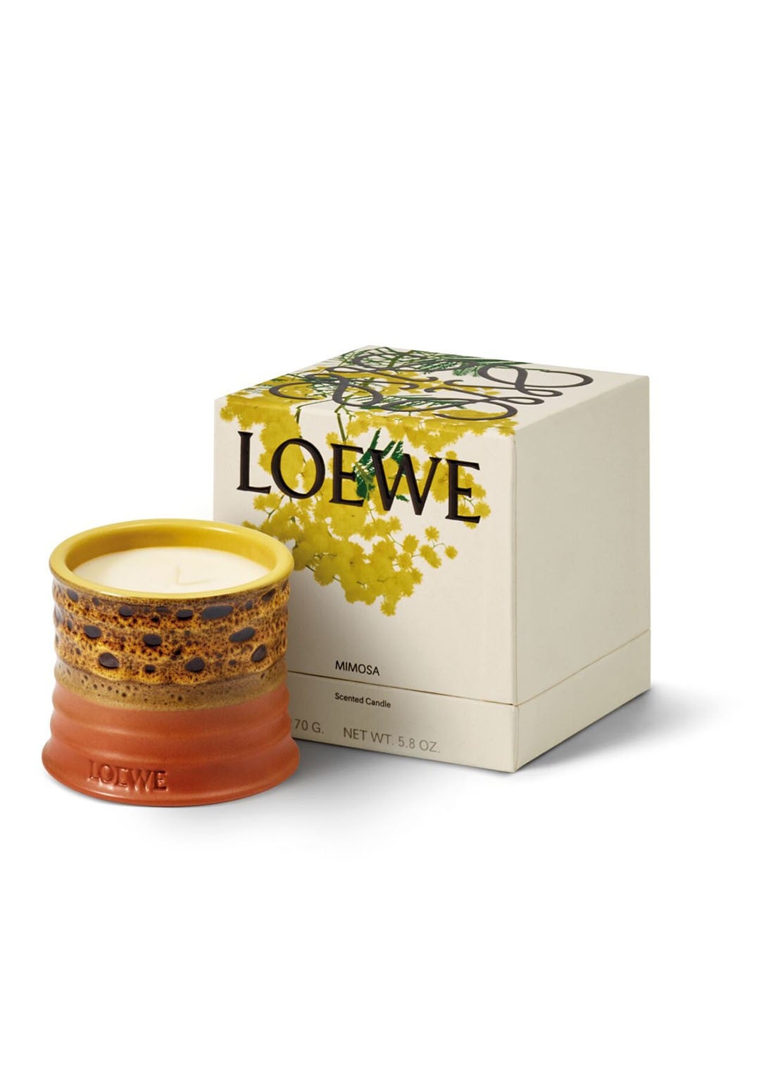 LOEWE Textured Candle - geurkaars 170 gram - voorkant 2 goud