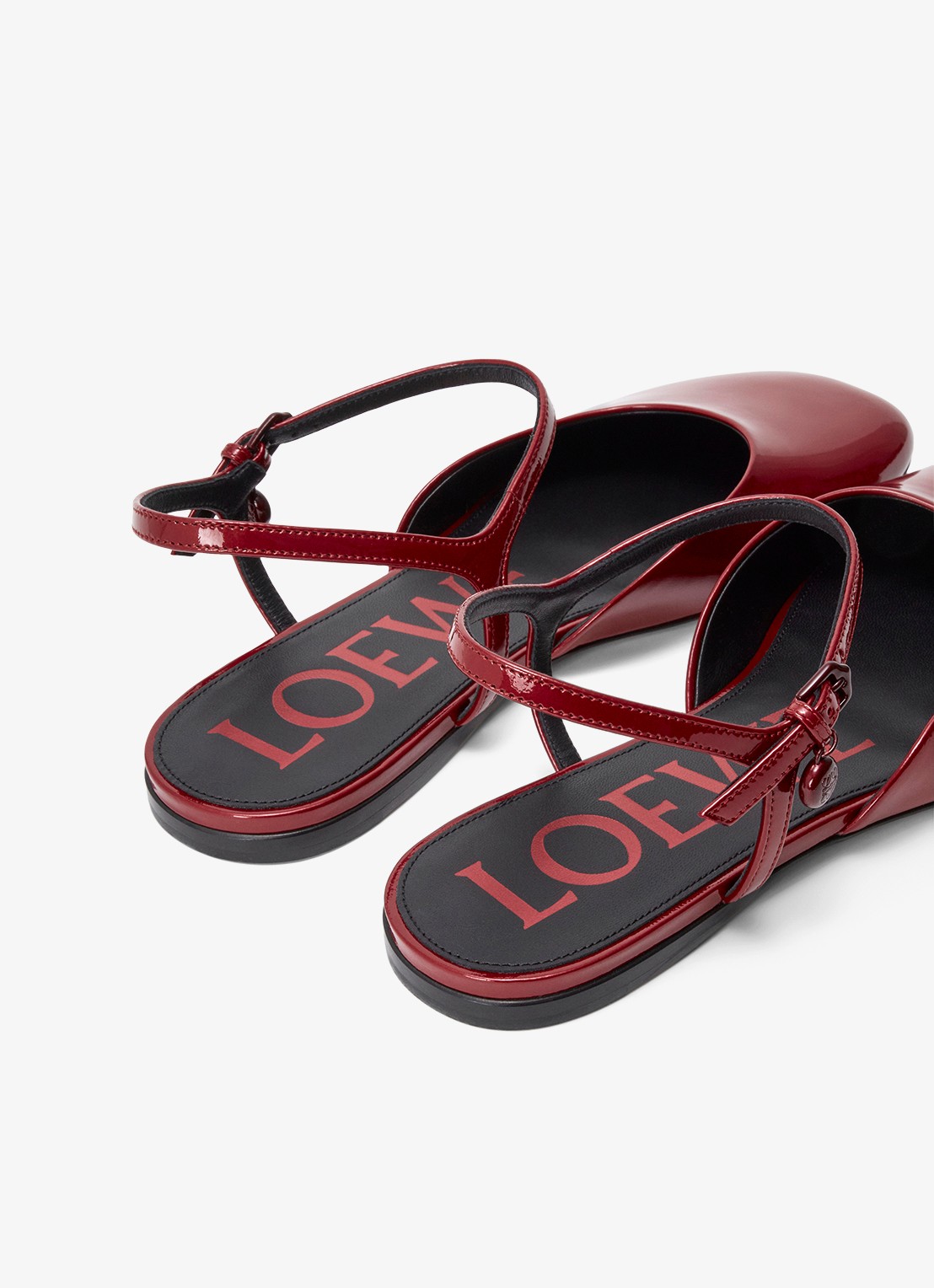 LOEWE Toy sandaal van lakleer - achterkant donkerrood