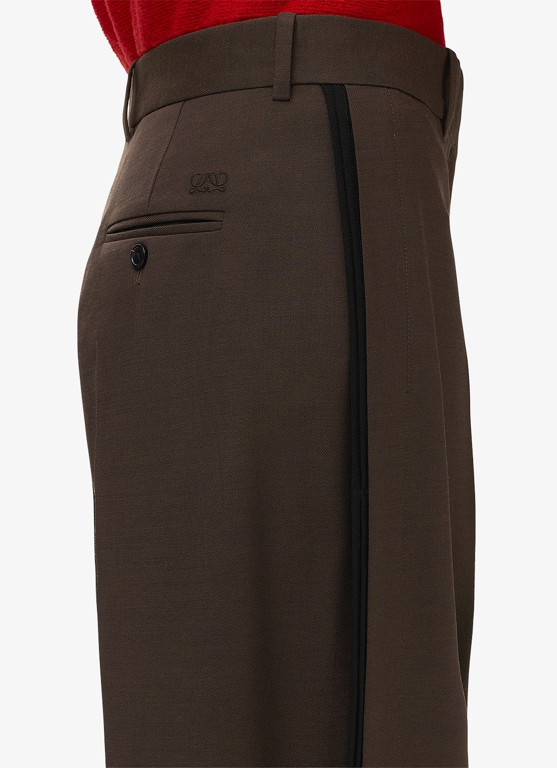 LOEWE Wide fit pantalon in wolblend met persplooi - detail 3 bruin