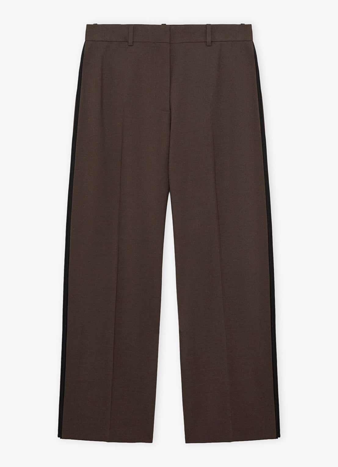LOEWE Wide fit pantalon in wolblend met persplooi - voorkant 4 bruin