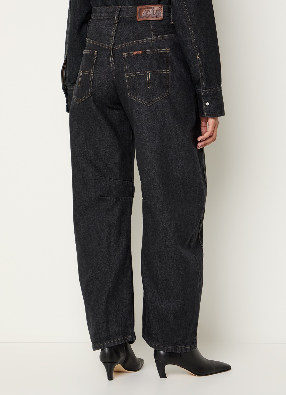 Lois Aliana high waist loose fit jeans met donkere wassing - achterkant indigo