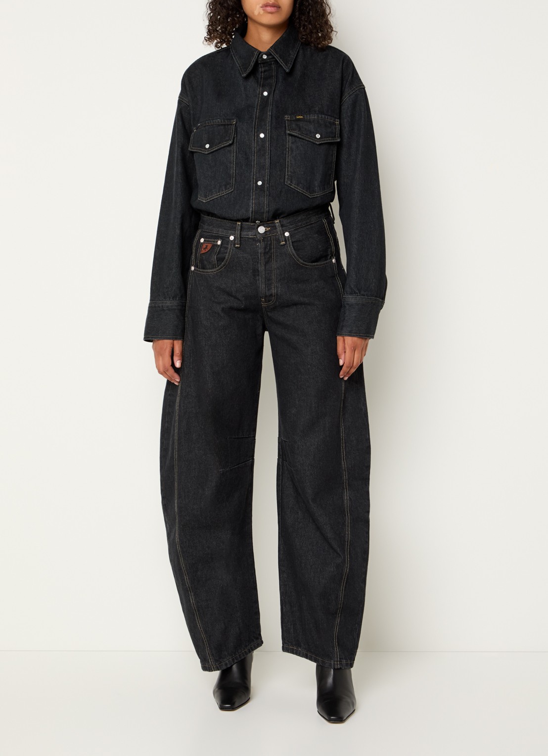 Lois Aliana high waist loose fit jeans met donkere wassing - voorkant 3 indigo