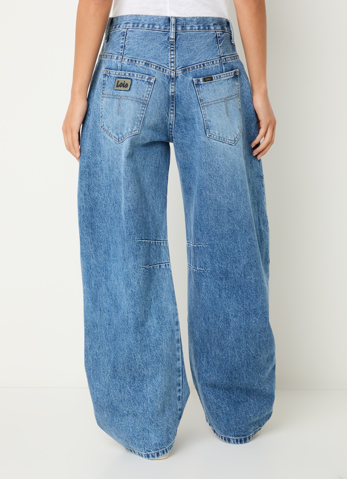 Lois Aliana high waist tapered fit broek met steekzakken - achterkant 5 lichtblauw