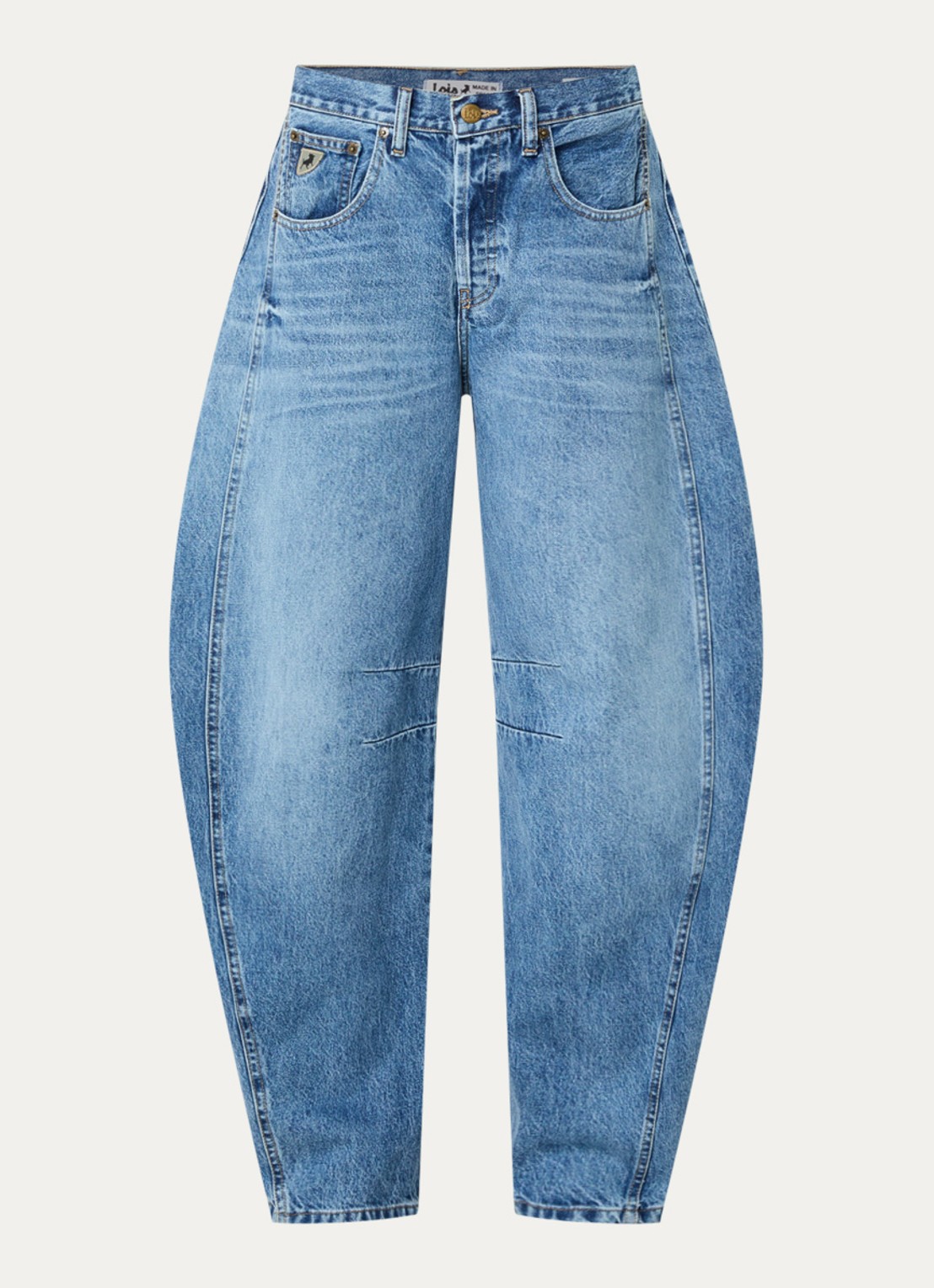 Lois Aliana high waist tapered fit broek met steekzakken - voorkant lichtblauw