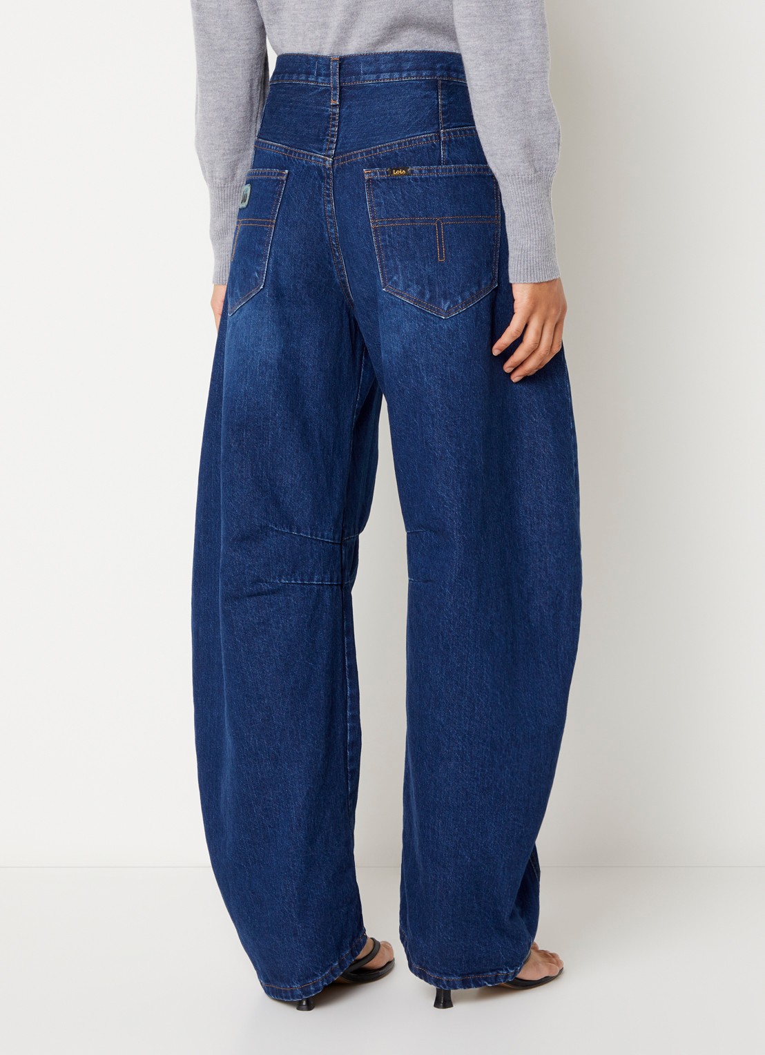 Lois Aliana high waist wide leg jeans met donkere wassing - achterkant indigo