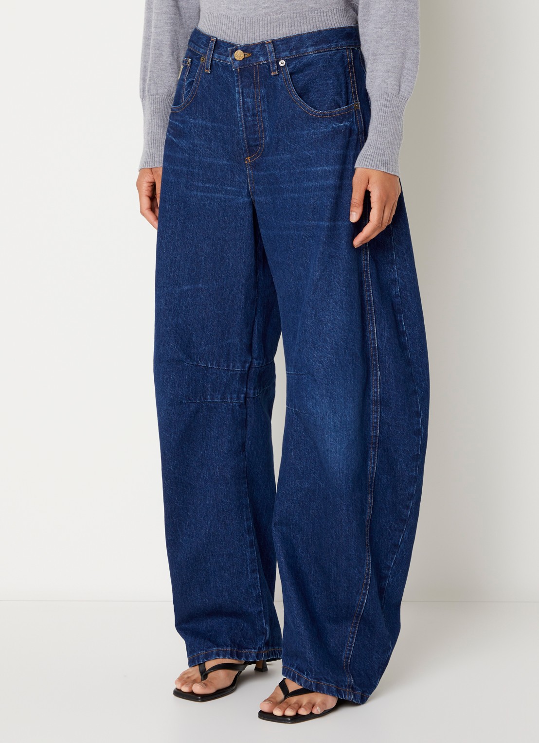 Lois Aliana high waist wide leg jeans met donkere wassing - detail 2 indigo