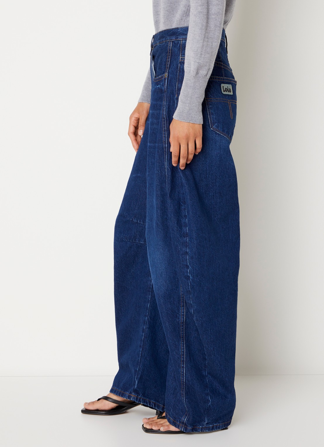 Lois Aliana high waist wide leg jeans met donkere wassing - detail 3 indigo